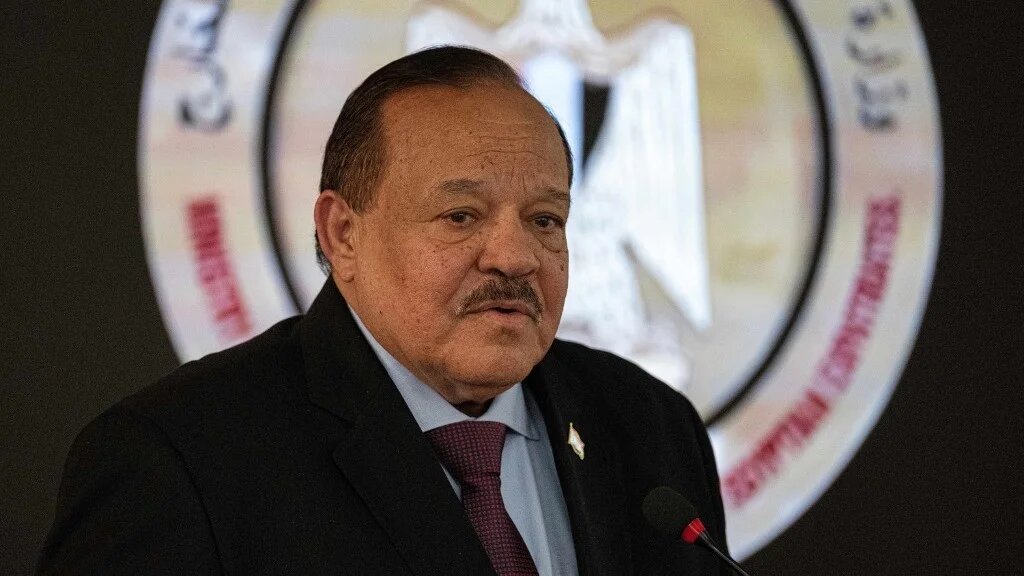 Sudan's Foreign Minister gives a joint press conference with Egypt's Foreign Minister in February. (AFP)