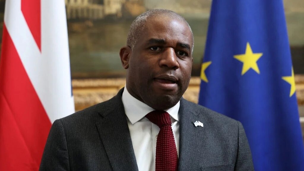 Britain's Foreign Minister David Lammy speaks during his meeting with European Union Representative for Foreign Affairs and Security Policy, Kaja Kallas (unseen), inside Carlton Gardens in London on March 18, 2025.