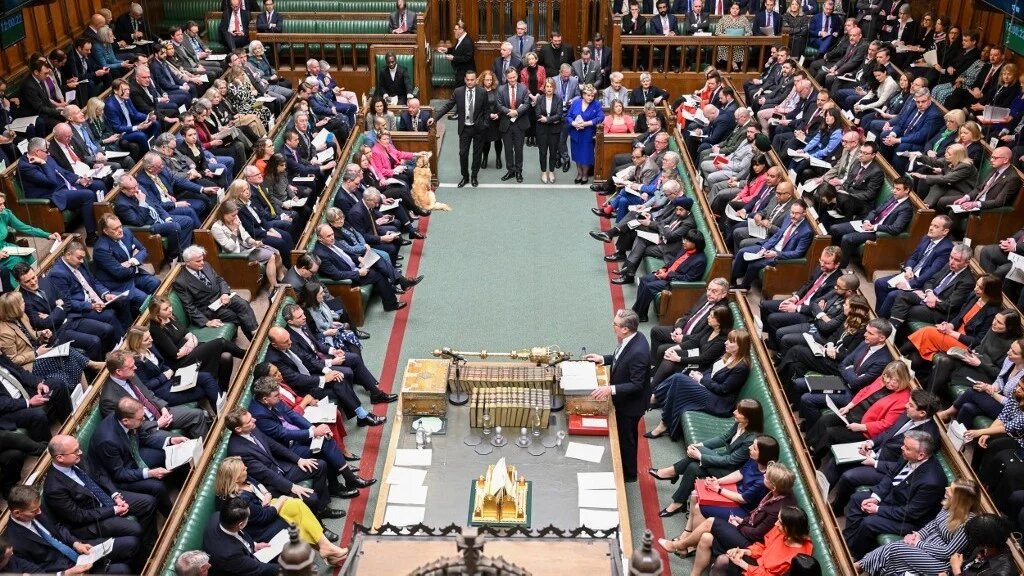 Britain's Prime Minister Keir Starmer standing during the weekly session of Prime Minister's Questions (PMQs) at the House of Commons in London on 19 March 2025 (AFP)