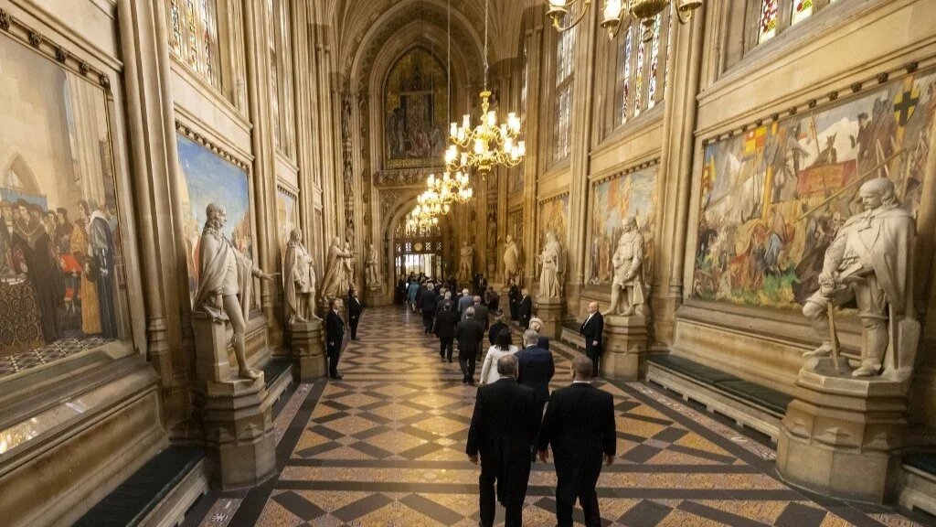 MPs  processing to Westminster Abbey for a service of thanksgiving to mark the 80th anniversary of VE Day on 8 May.