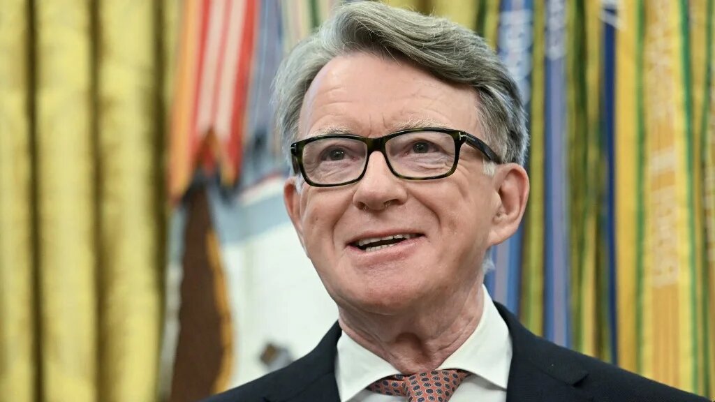 British ambassador to the United States Peter Mandelson speaks as US President Donald Trump makes a trade announcement in the Oval Office of the White House in Washington, DC, on May 8, 2025.
