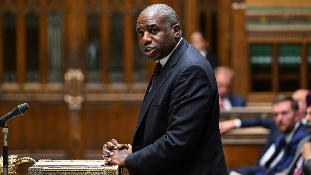 Britain's Foreign Secretary David Lammy speaking to MPs during a statement on Israel and the war in Gaza in the House of Commons, in London, on 20 May (AFP)