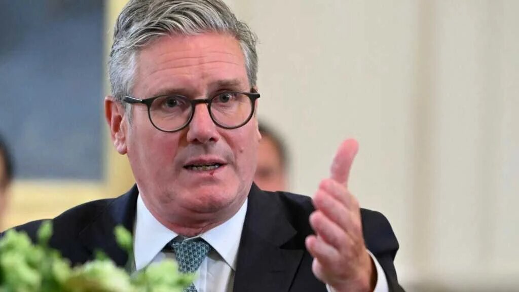 British Prime Minister Keir Starmer speaks during a meeting with European leaders in the East Room of the White House in Washington, DC, on 18 August (AFP)