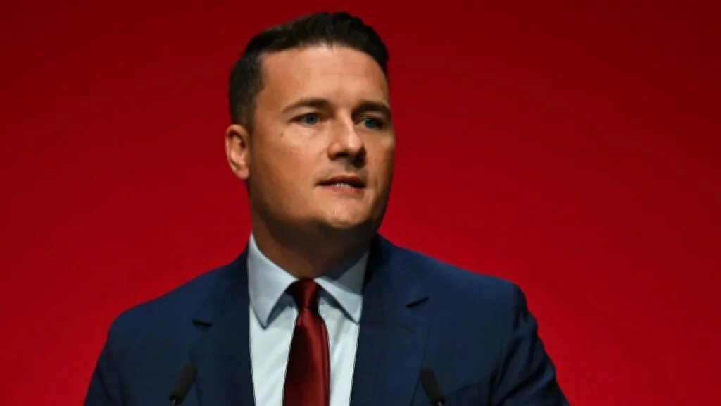 Britain's Health Secretary Wes Streeting delivers a speech on the third day of the annual Labour Party conference in Liverpool, north-west England, on September 30, 2025. (AFP)