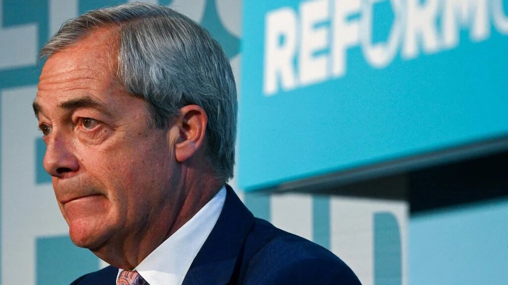 Reform UK leader Nigel Farage attends a party press conference in London on November 18, 2025.