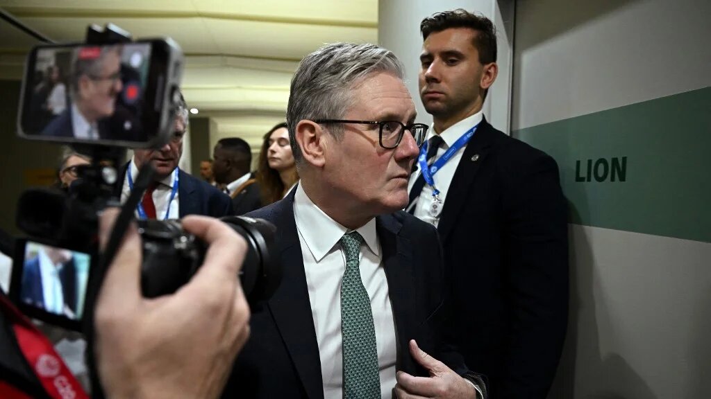 Britain's Prime Minister Keir Starmer arrives to attend a trilateral with France and Germany on the sidelines of a G20 summit in South Africa on November 22, 2025. (AFP)