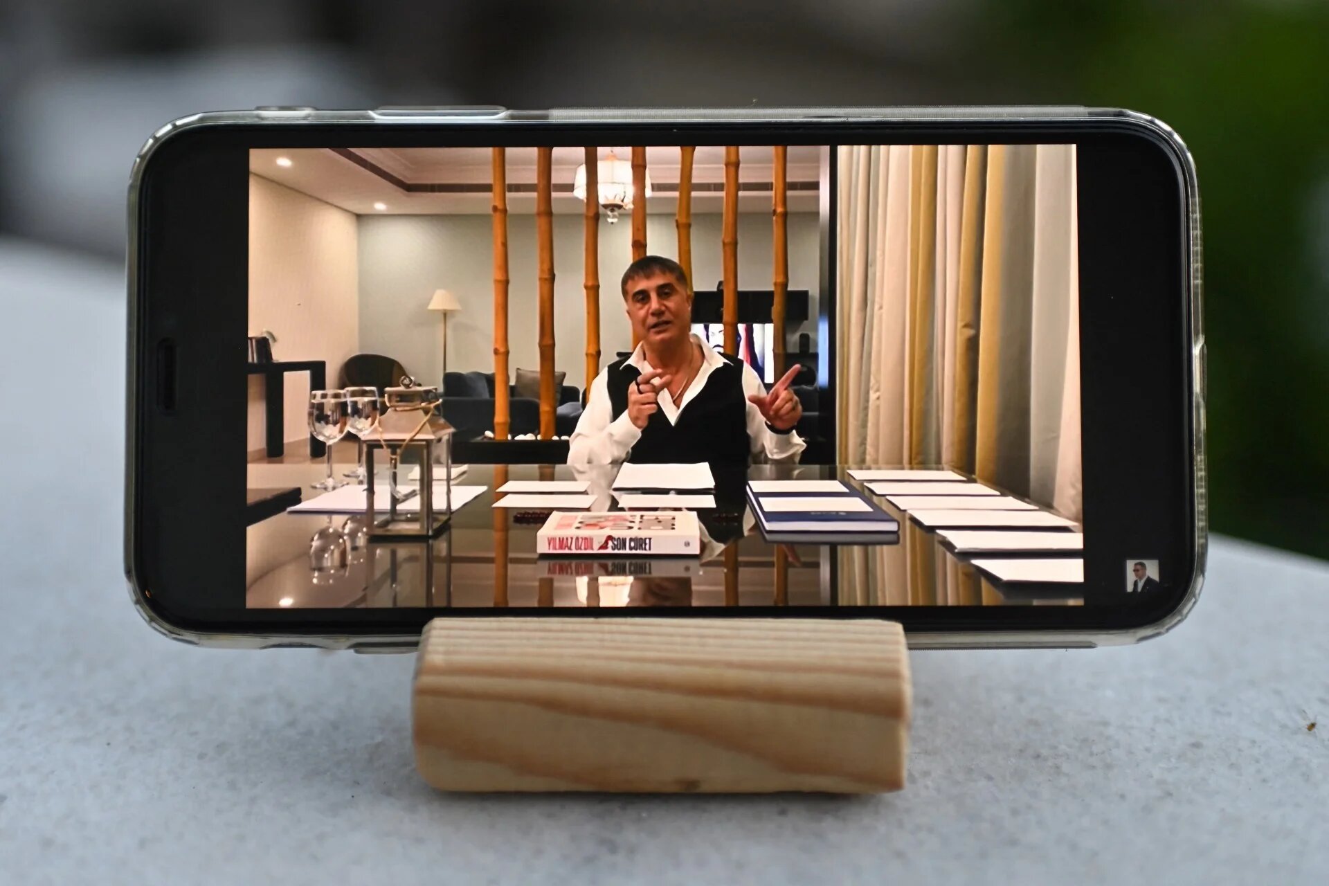 Sedat Peker speaking on his YouTube channel before it was shut down (AFP)