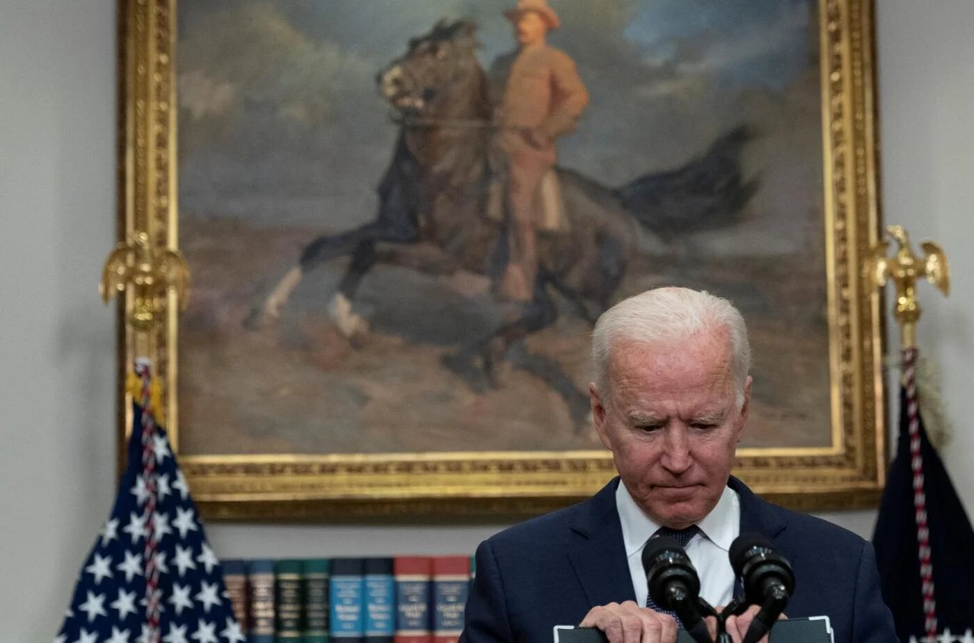 Le président américain Joe Biden fait le point sur la situation en Afghanistan, le 22 août 2021 (AFP)
