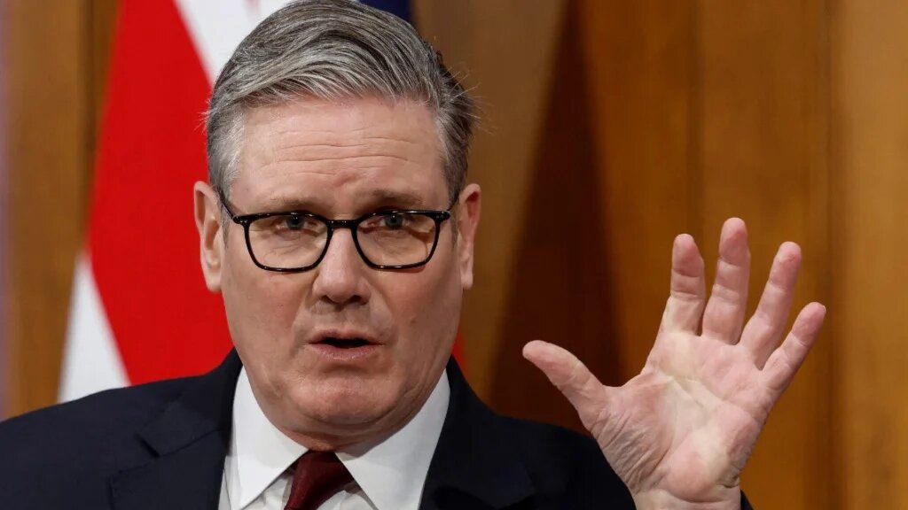 Britain's Prime Minister Keir Starmer speaks to the media on the situation in the Middle East, at Downing Street in central London on March 16, 2026. (AFP)