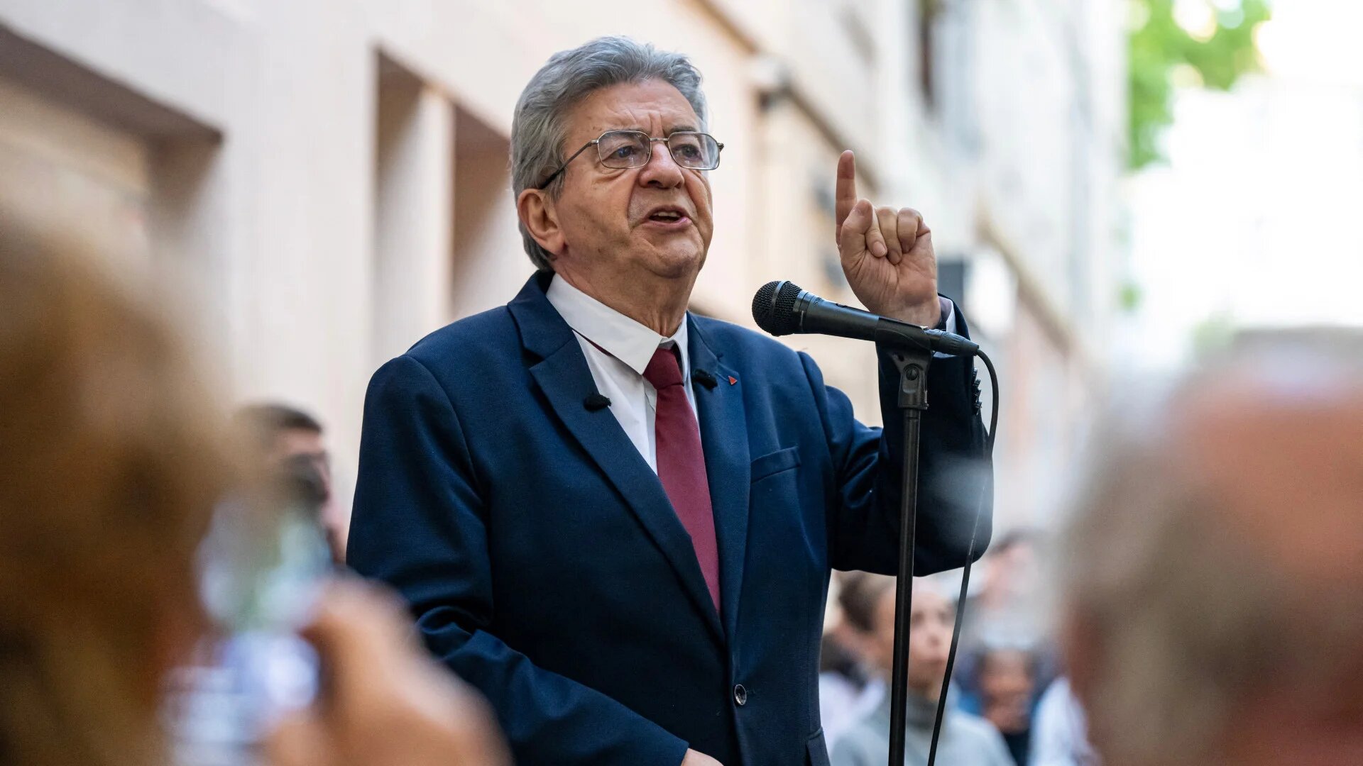 Jean-Luc Melenchon, founder of La France Insoumise, speaks at a rally in Marseille, France, 7 May 2026 (Miguel Medina/AFP)