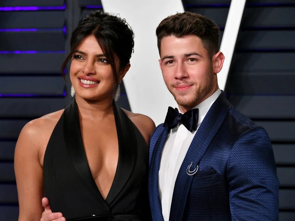 Indian actress Priyanka Chopra and her husband, the American pop star Nick Jonas (AFP)