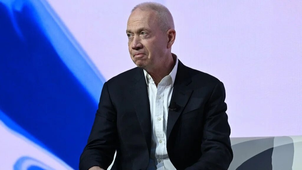 Former Israeli Defence Minister Yoav Gallant speaks at at ADL Never is Now event at Javits Center on March 03, 2025 in New York (AFP)