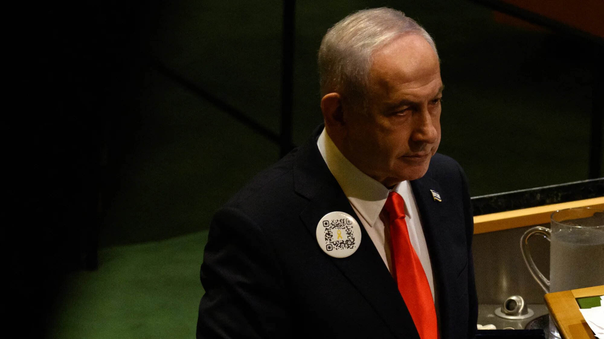 Israeli Prime Minister Benjamin Netanyahu speaks at the 80th session of The United Nations General Assembly (UNGA) on 26 September 2025 in New York City (Alexi J. Rosenfeld/Getty images via AFP)
