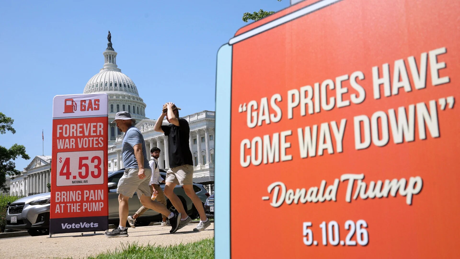 Protesters organised by VoteVets demonstrate outside the US Capitol against the Iran war on 20 May 2026 in Washington, DC (Kevin Dietsch/Getty Images/AFP)