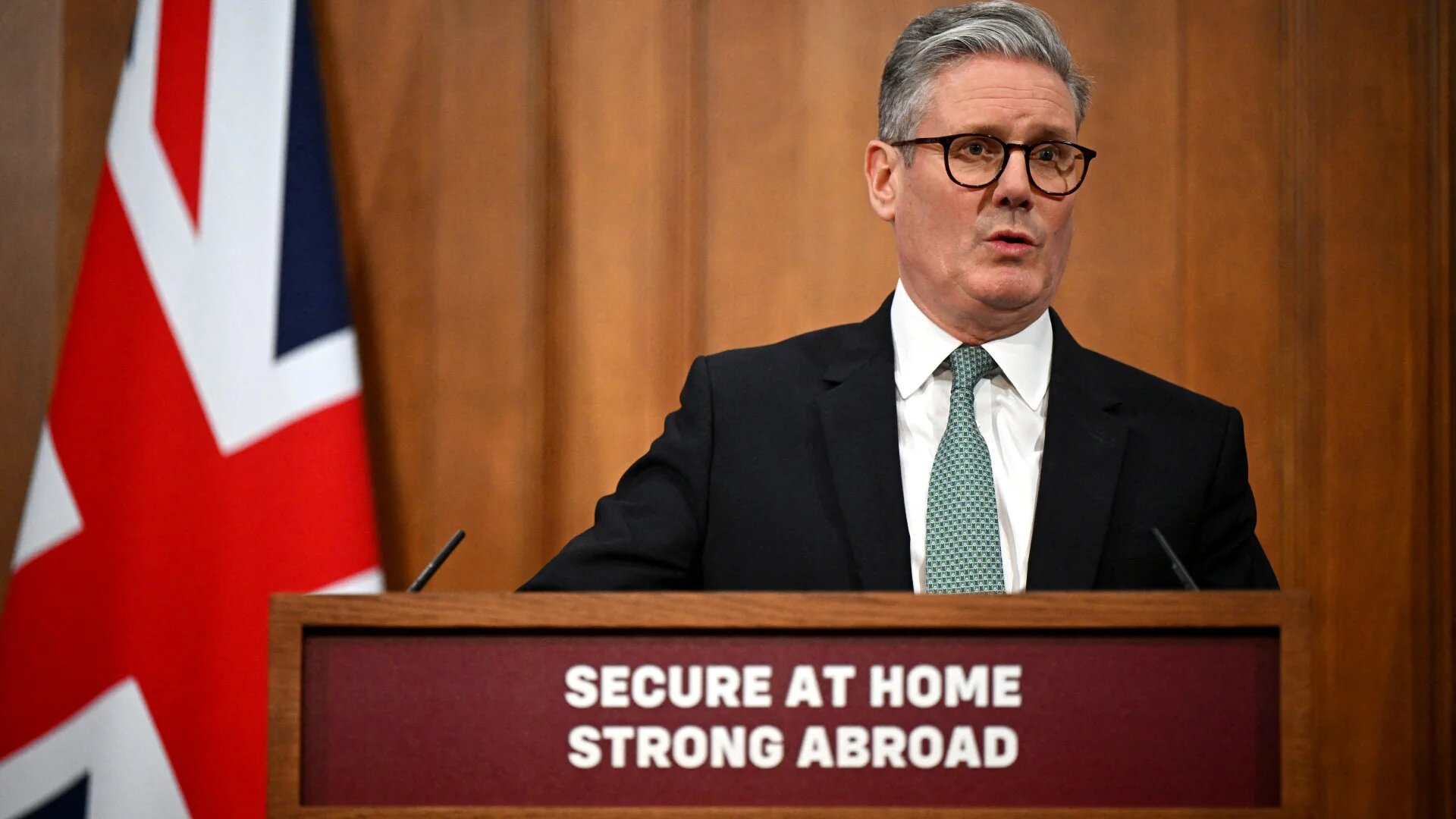 UK Prime Minister Keir Starmer defends his government's decision to increase defence spending during a press conference at Downing Street, London, on 25 February 2025 (Leon Neal/Pool via Reuters)