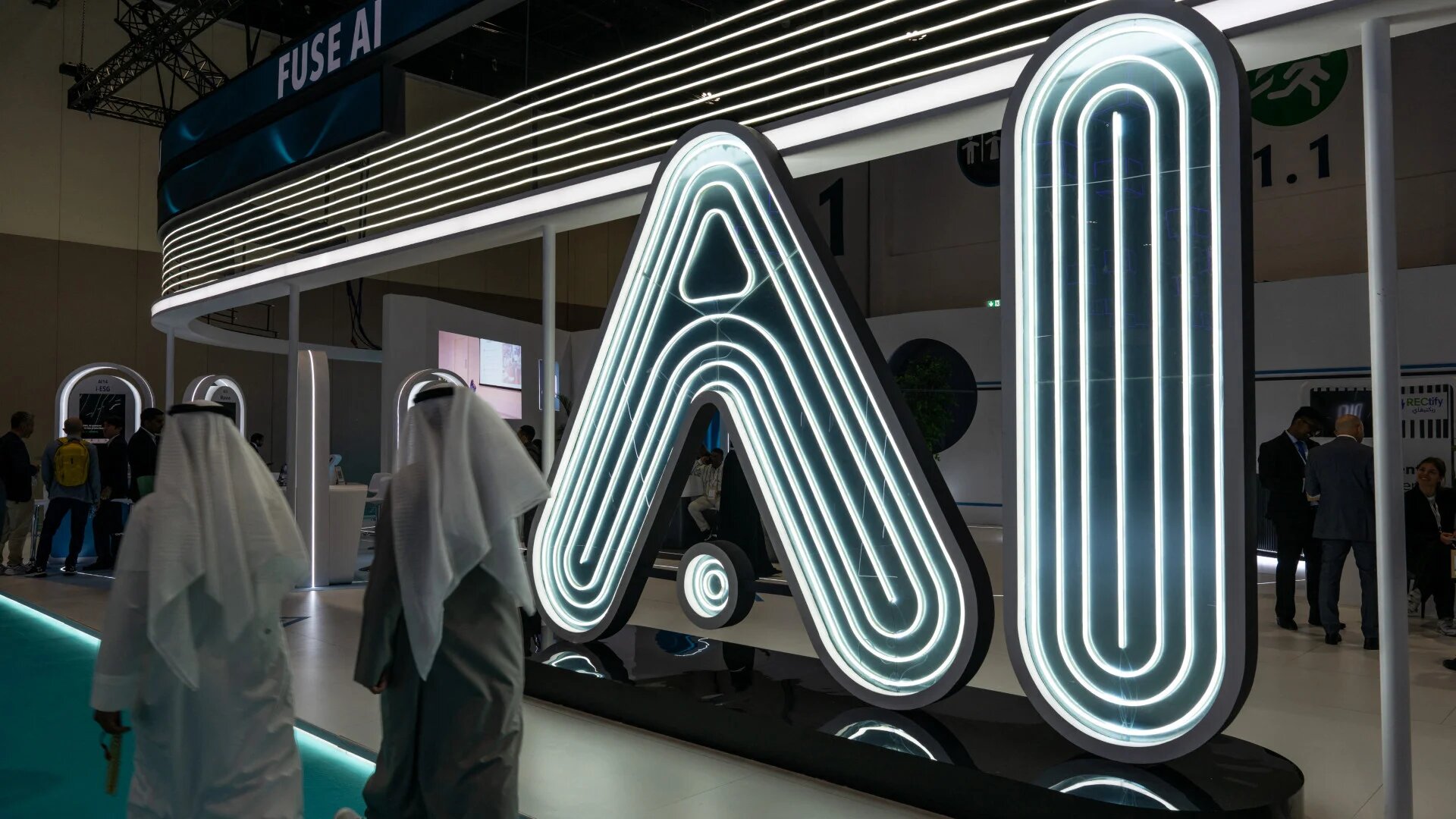 Visitors at an AI display during Abu Dhabi Sustainability Week and the Future Energy Summit, Abu Dhabi, United Arab Emirates, 13 January 2026 (Balkis Press/ABACA)