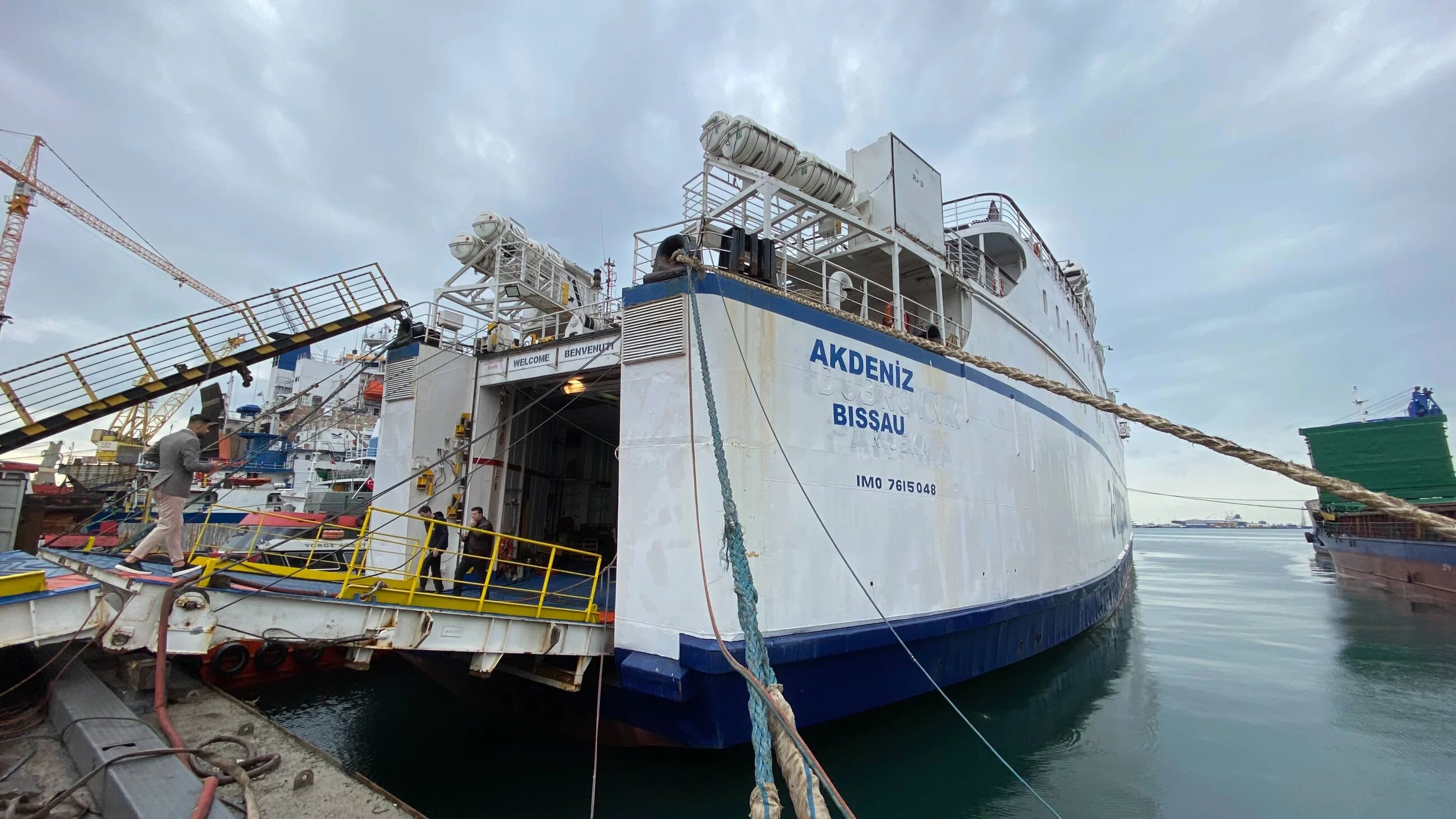 The Akdeniz ship anchored in Istanbul's Tuzla, on Friday, 19 April 2024 (MEE/Yusuf Selman Inanc)