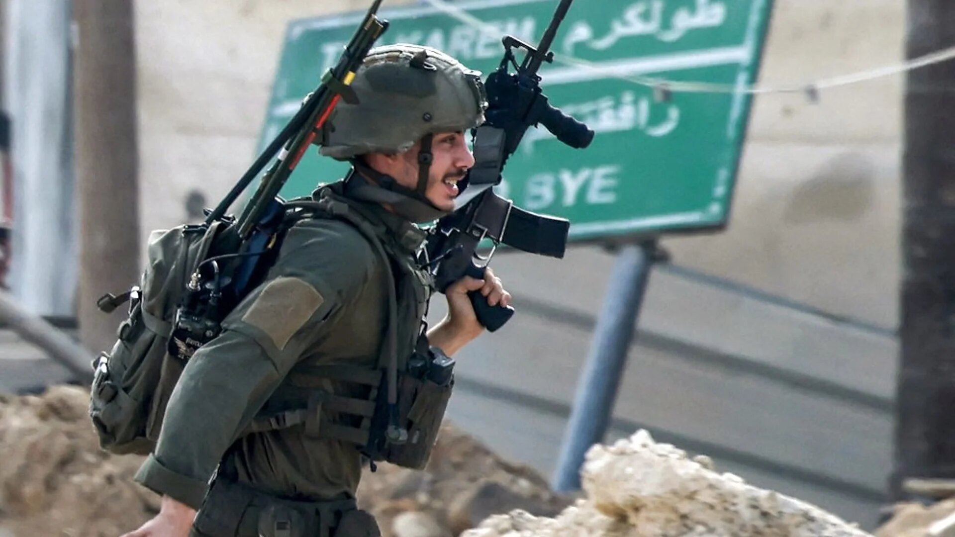 An Israeli soldier during an operation in Tulkarm in the north of the occupied West Bank on 29 August 2024 (Reuters)