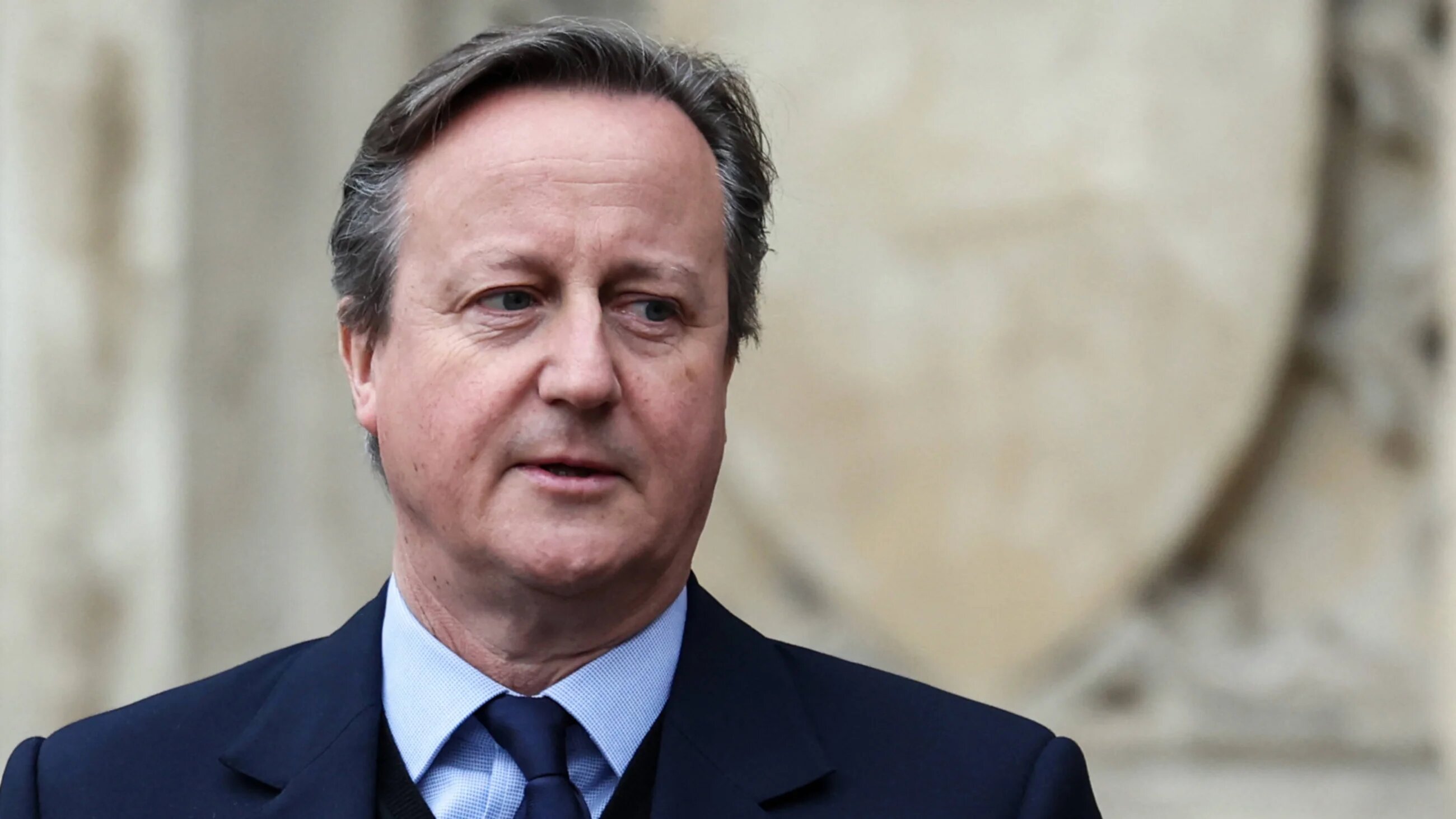 Britain's Foreign Secretary David Cameron as he leaves Westminster Abbey in London, on 11 March 2024 (AFP)
