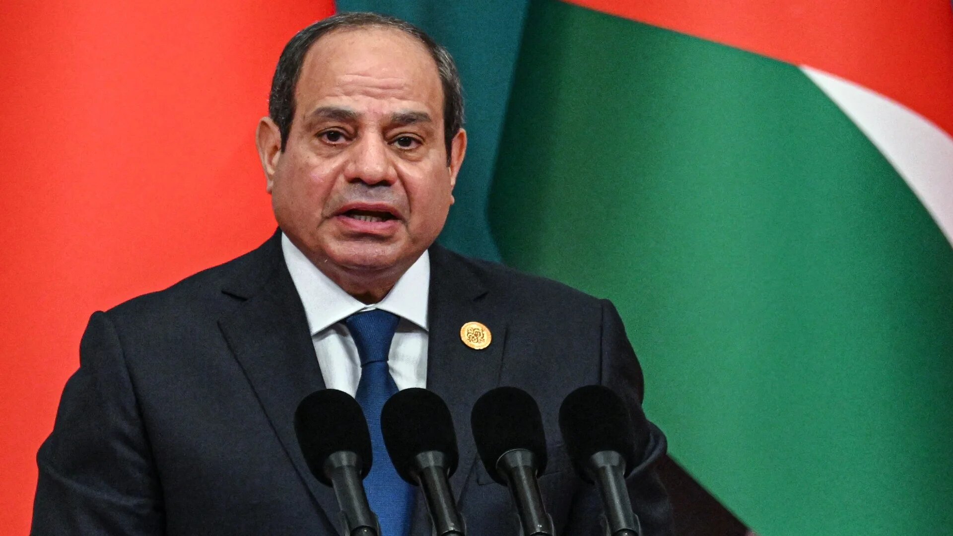 Egypt’s President Abdel Fattah al-Sisi delivers a speech during the opening ceremony of the 10th Ministerial Meeting of China-Arab States Cooperation Forum at the Diaoyutai State Guesthouse in Beijing on 30 May 2024 (AFP)