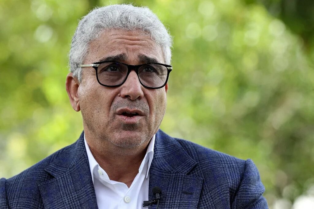 Fathi Bashagha, Libya's former interior minister, speaks during an interview with AFP in the capital Tripoli on October 6, 2021