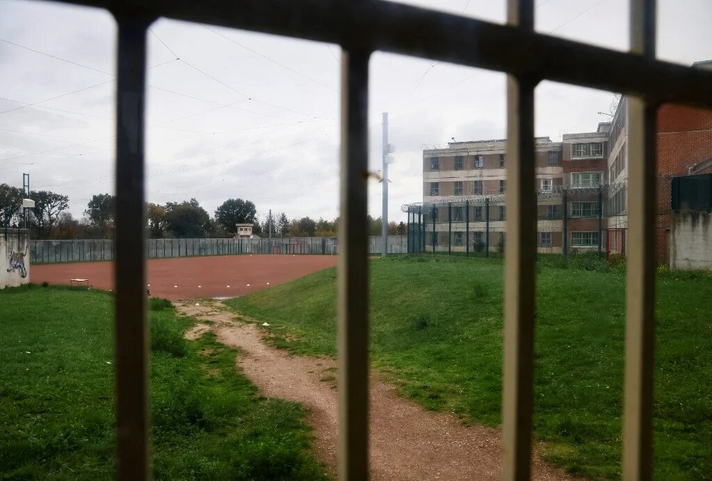 A courtyard of the Osny prison near Paris where a Palestinian man has been detained for over 18 months, pictured in November 2020 (Thomas Samson/AFP)