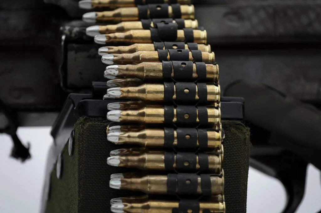 Ammunitions displayed at the Eurosatory international land and airland defence and security trade fair, in Villepinte, France, on 16 June 2024 (Valentine Chapuis/AFP)