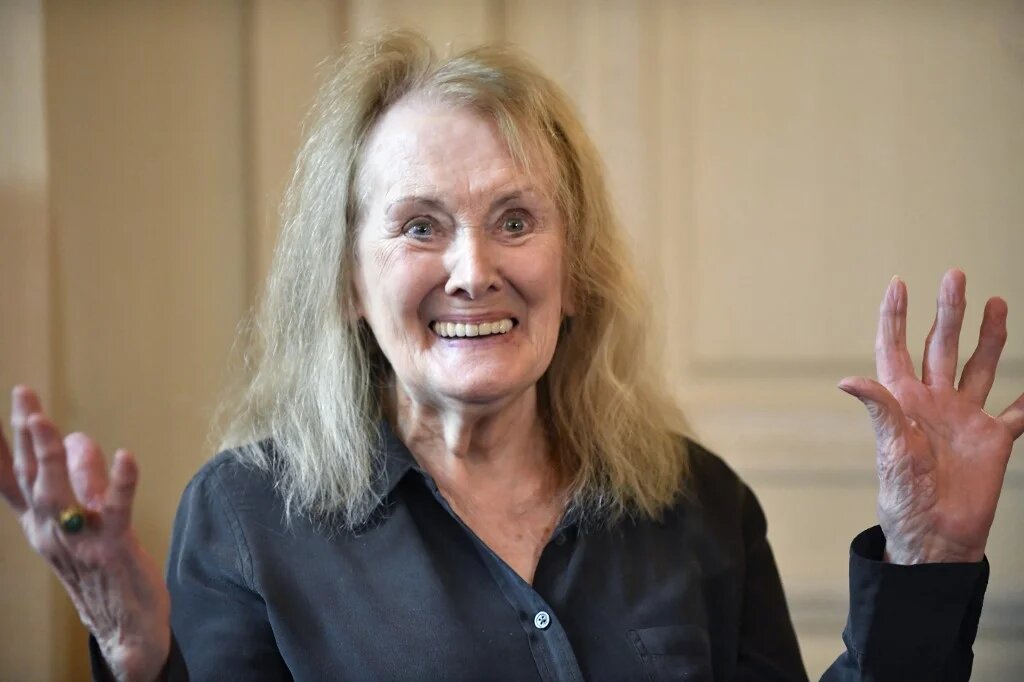 French author Annie Ernaux at a press conference after winning the 2022 Nobel Literature Prize, at the Gallimard headquarters, Paris, 6 October 2022 (AFP)