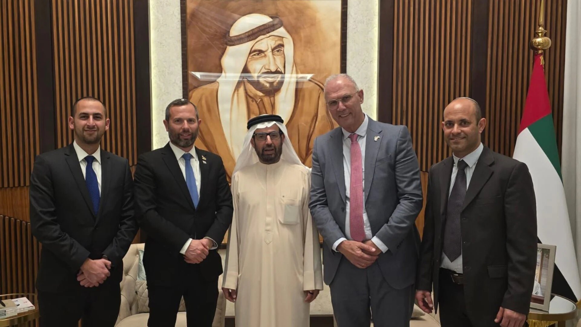 Settlers leaders pictured with UAE official Ali Rashid Al Nuaimi (X/@israelganz)