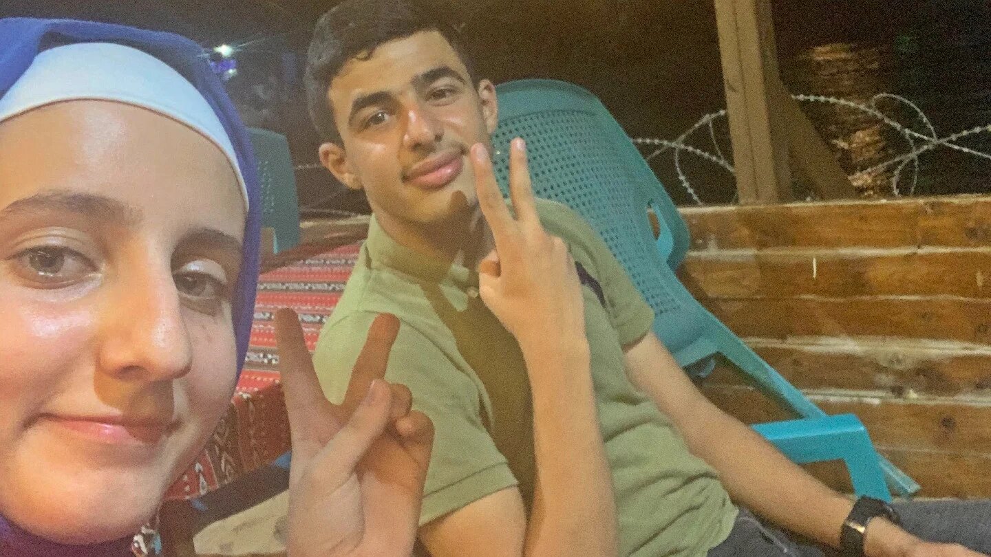 The author with her cousin Wadea Ziada during a 2019 visit to Gaza; he and her other cousin, Ahmad al-Safeen, were both killed in an Israeli drone strike on 27 April 2025 (Supplied)