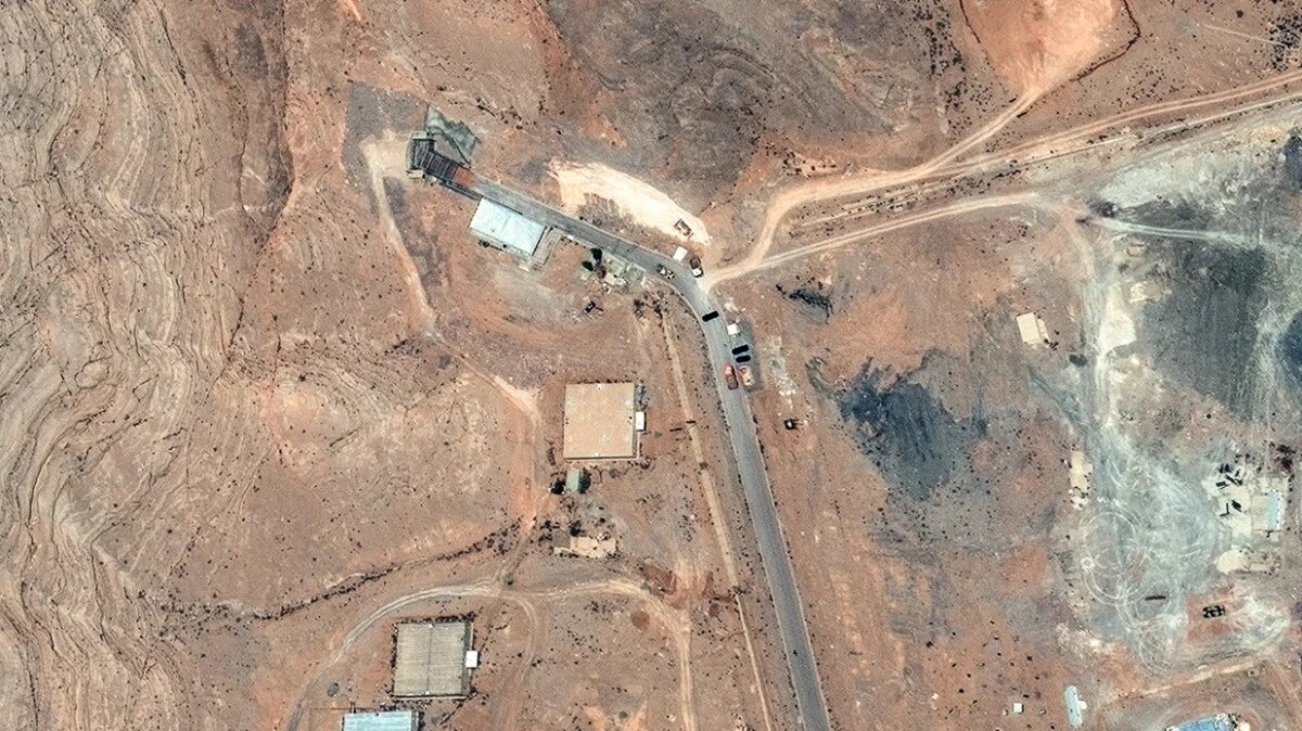 Satellite image shows tunnel entrances at Isfahan nuclear enrichment facility in central Iran on 20 June 2025 (Maxar Technologies/AFP)