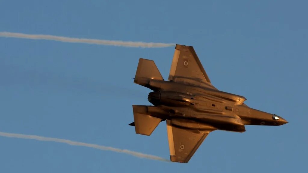 An Israeli F-35 fighter jet performs during the graduation ceremony of Israeli Air Force pilots at the Hatzerim base in June 2024 (Jack Guez/AFP)