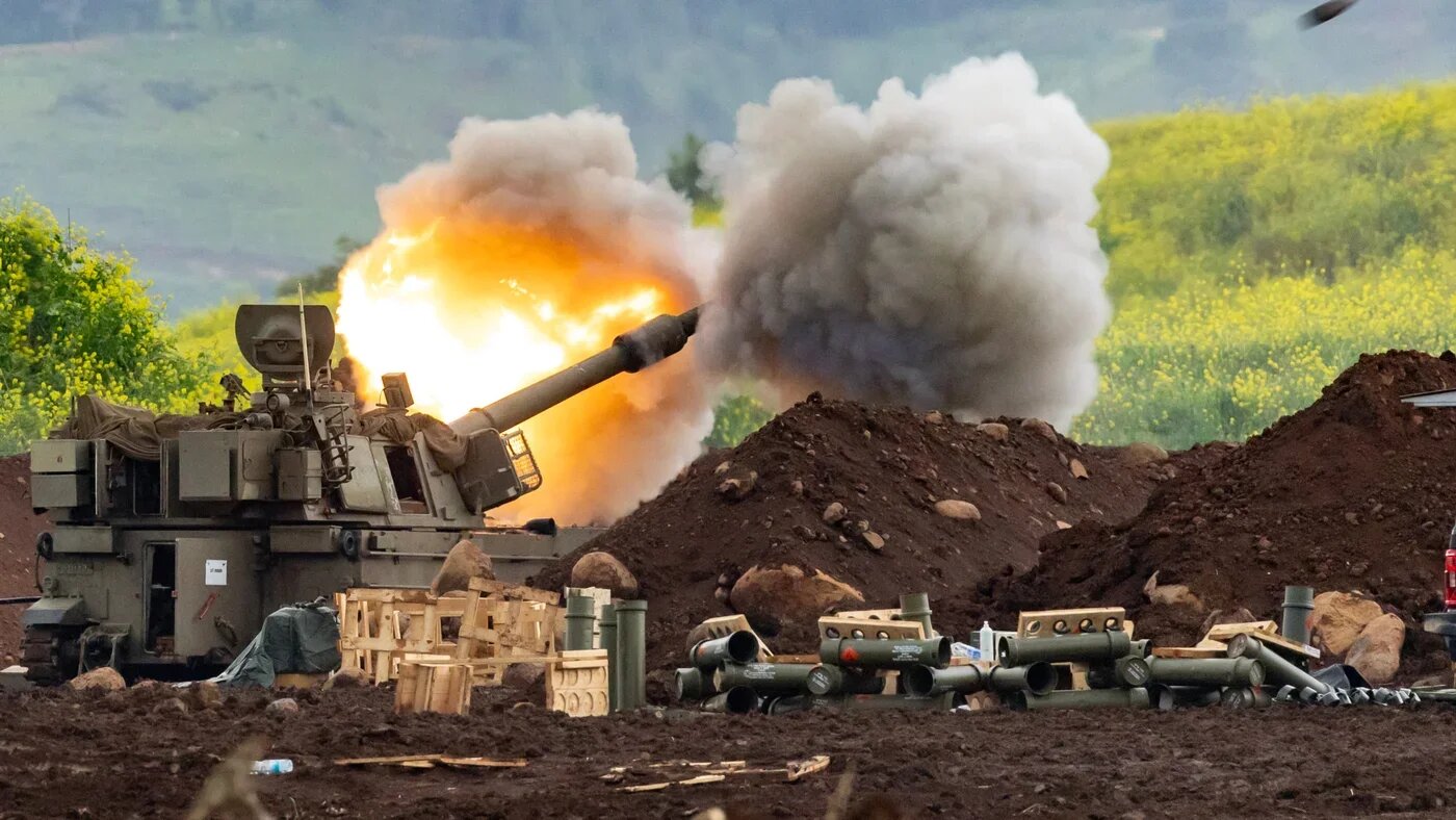 An Israeli self-propelled howitzer fires towards southern Lebanon from a position in upper Galilee, northern Israel, on 15 March 2026 (Odd Andersen/AFP)