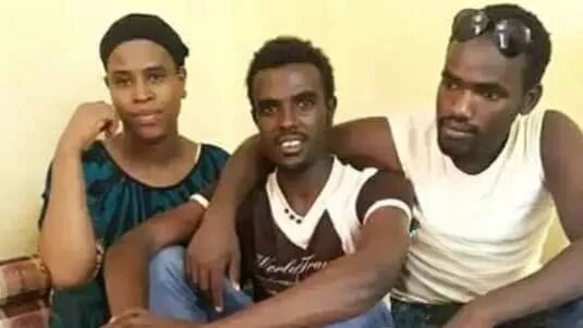 Khalid Mohammed Ibrahim, an inmate on death row, is seen on the right with family before he was arrested (supplied)