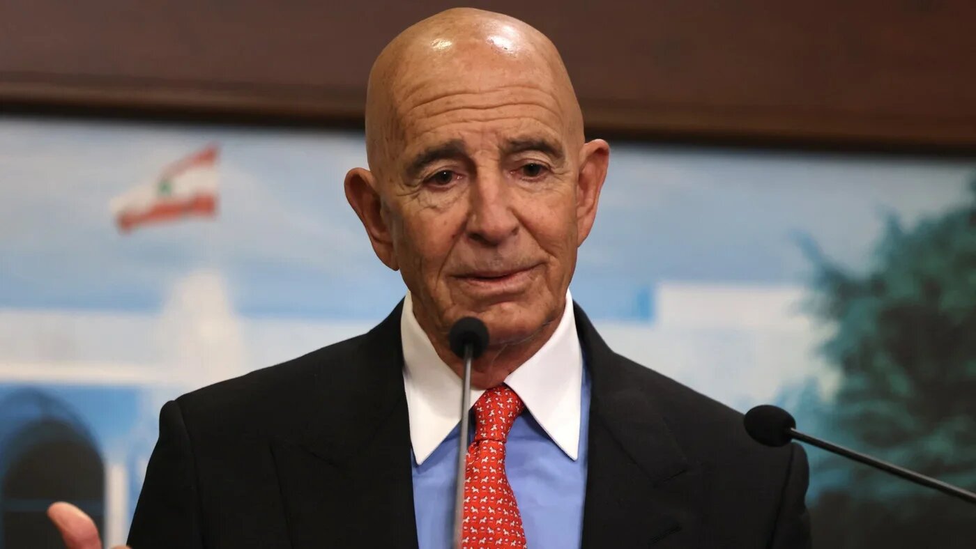 US ambassador to Turkey and special envoy for Syria Tom Barrack at the Presidential Palace in Baabda, Lebanon, on 26 August 2025 (AFP/Anwar Amro)