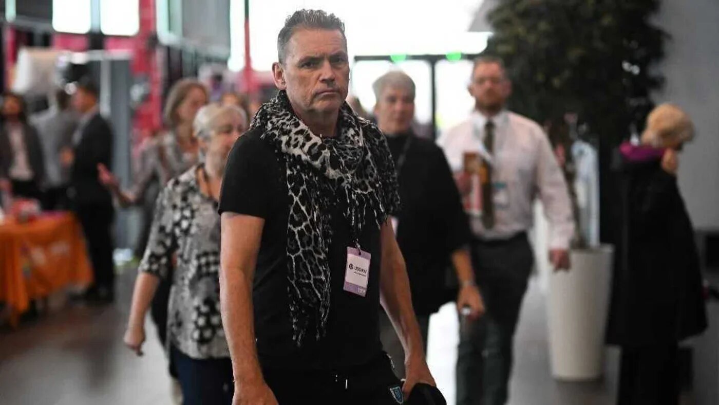 Green industrialist Dale Vince arrives to attend a session on the third day of the annual Labour Party conference in Liverpool, northwest England, on 10 October 2023 (AFP)