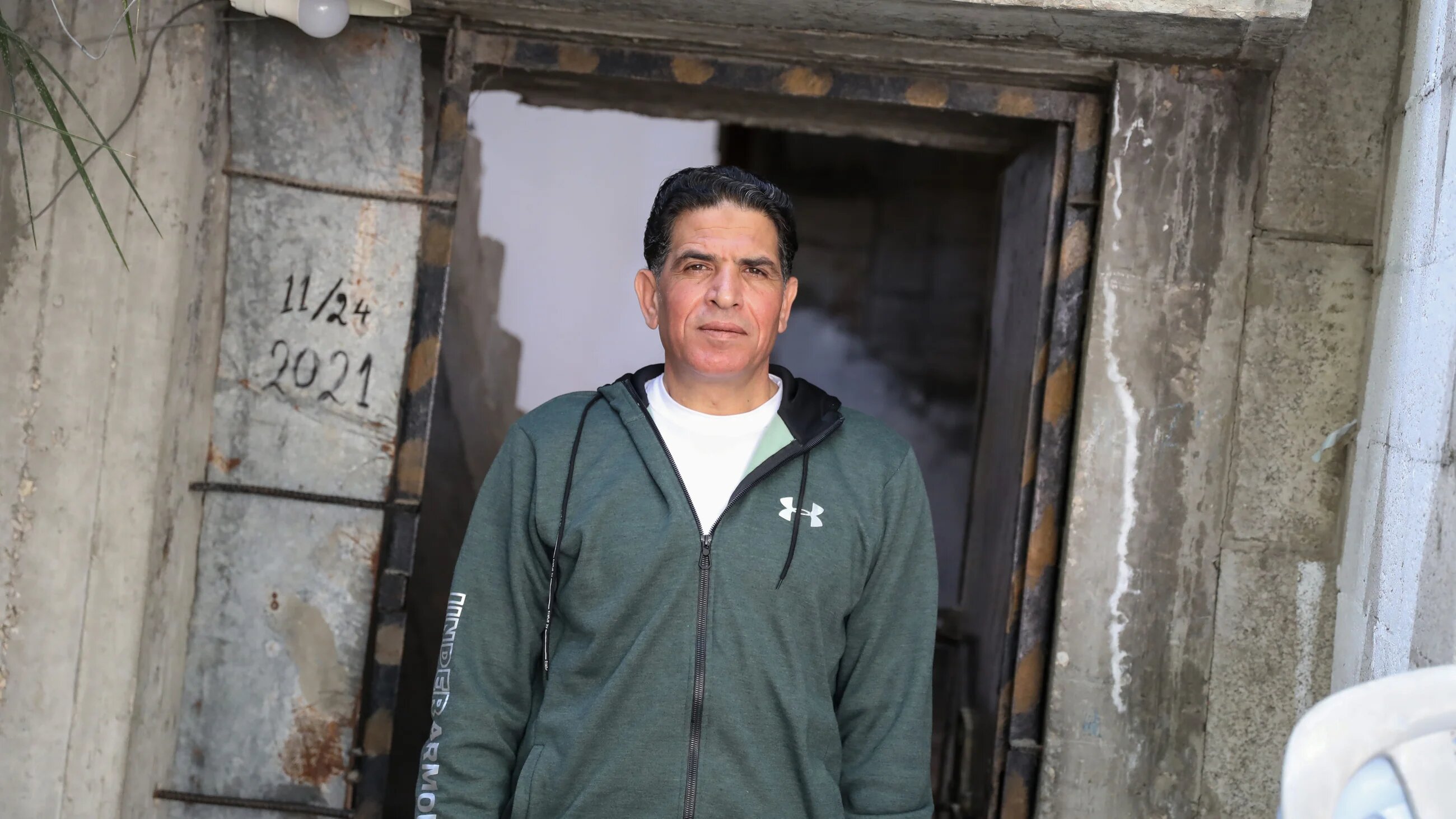 Hassan Abumustafa pictured on 27 Apr 2023 outside his home in the Gaza Strip after his release from Israeli jail (MEE/Mohammed al-Hajjar)