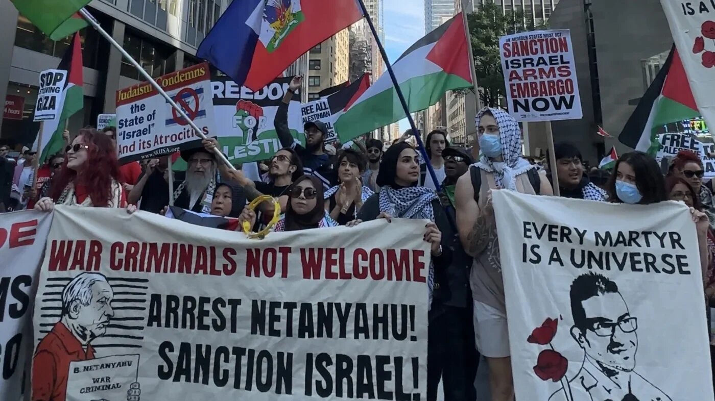 Thousands attended the "Arrest Netanyahu" protest in New York, condemning his presence at the UN despite the ICC's warrant for his arrest, on 26 September (Maysa Mustafa)