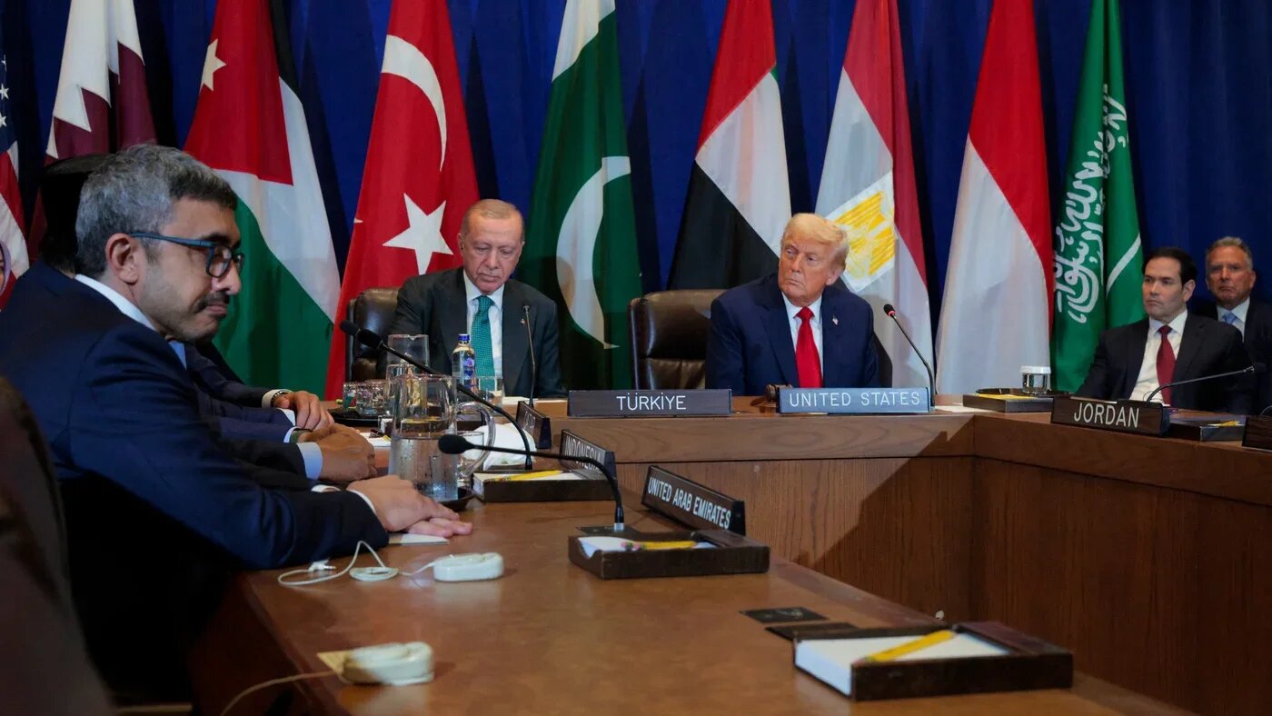 US President Donald Trump meets with other leaders at the United Nations General Assembly in New York City on 23 September 2025 (Chip Somodevilla/AFP)