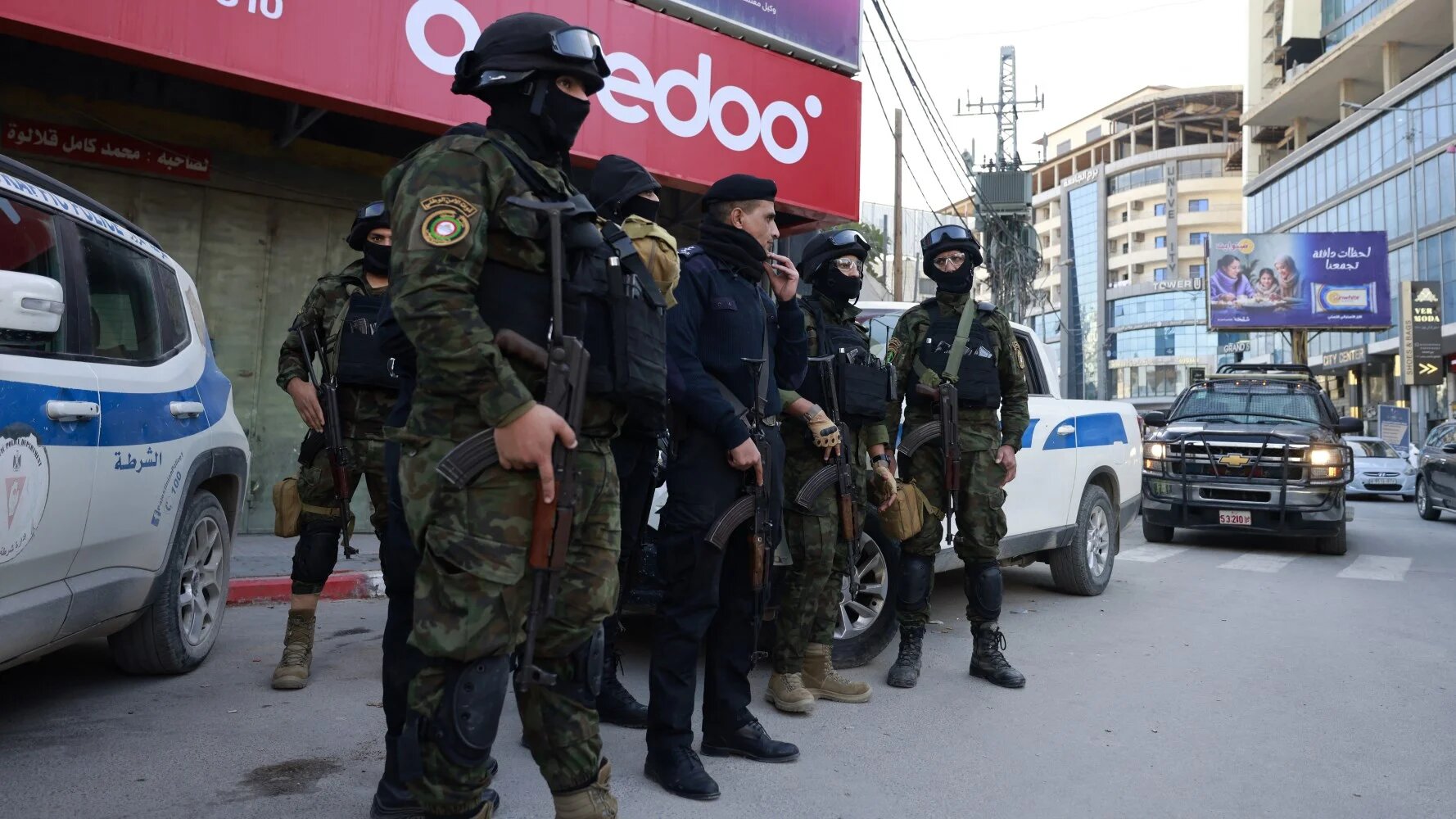 This file picture shows PA forces on patrol in Jenin on 16 December 2024 (AFP/Jaafar Ashtiyeh)