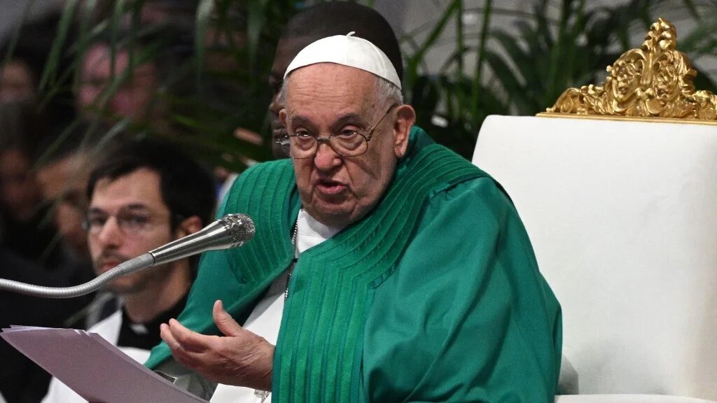 Pope Francis leads mass for the World Day of the Poor at St Peter's Basilica in the Vatican, on 17 November 2024 (Tiziana Fabi/AFP)