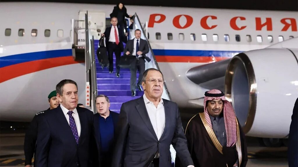 Russian Foreign Minister Sergei Lavrov arriving in Saudi Arabia on 17 February (AFP)