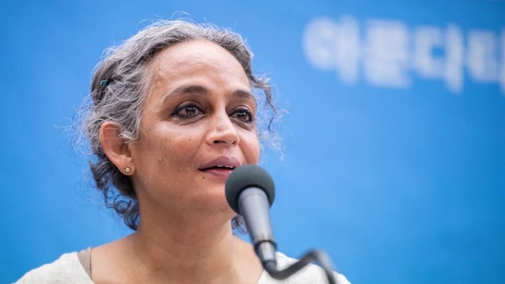 Indian author Arundhati Roy, Grand Laureate for the 2020 Lee Hochul Literary Prize for Peace, speaks during a press conference in Seoul on November 25, 2021 (Anthony Wallace / AFP)