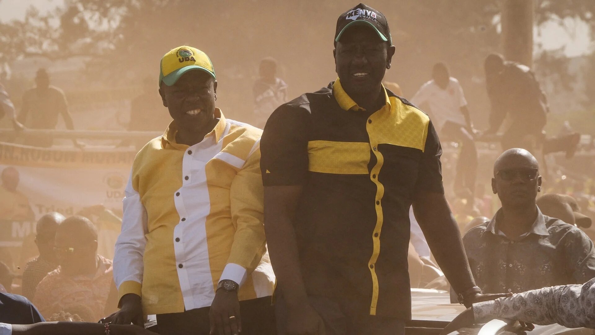 Kenya's then deputy president William Ruto (right) and his then running mate Rigathi Gachagua in Nairobi, Kenya, on 4 June 2022 (AFP/Yasuyoshi Chiba)