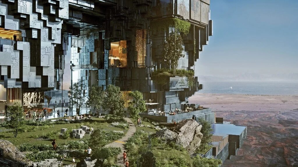 Design plans for The Line, in the heart of the Red Sea megacity Neom, 26 July 2022 (Neom/AFP)