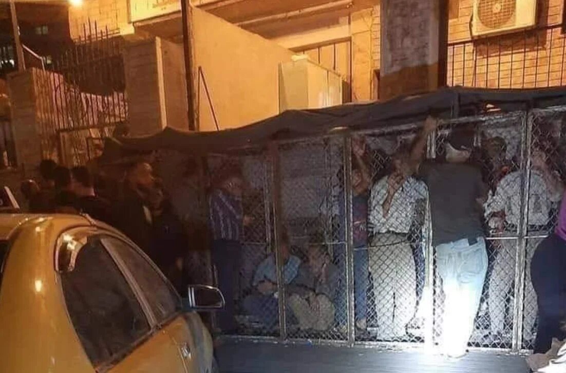 The images have sparked anger online, with the situation described as dehumanising and humiliating 