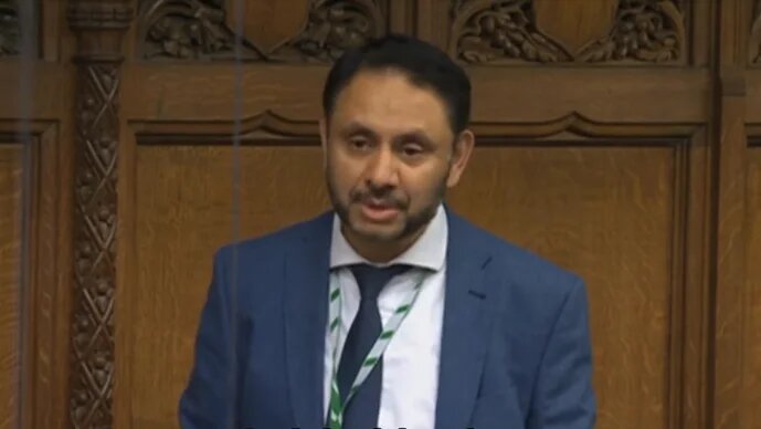 Shockat Adam makes his maiden speech in parliament (Screengrab/ Shockat Adam)