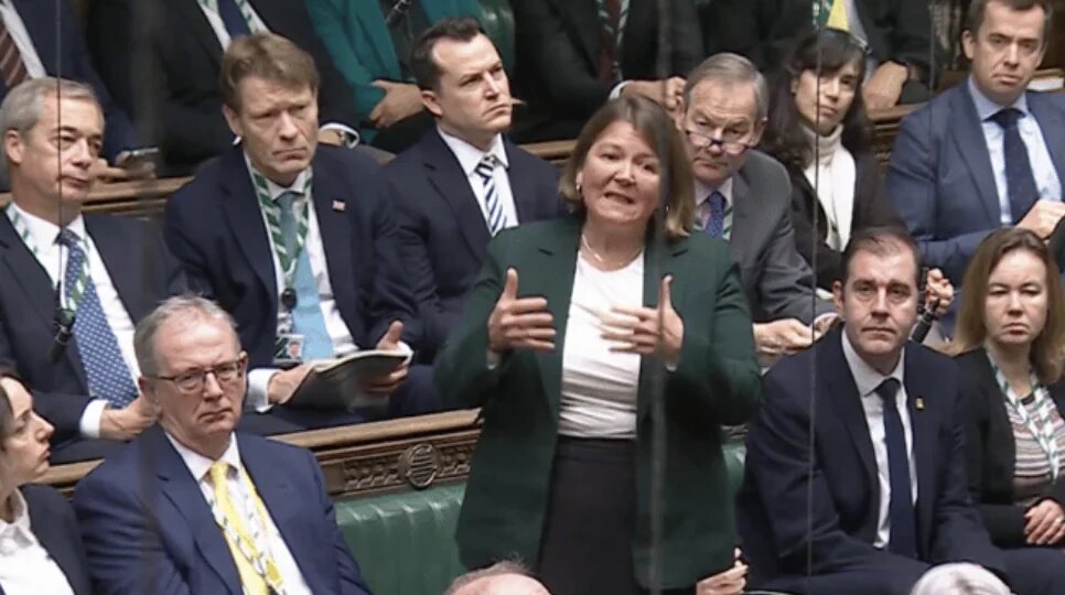  Ellie Chowns asks the prime minister a question in the House of Commons.