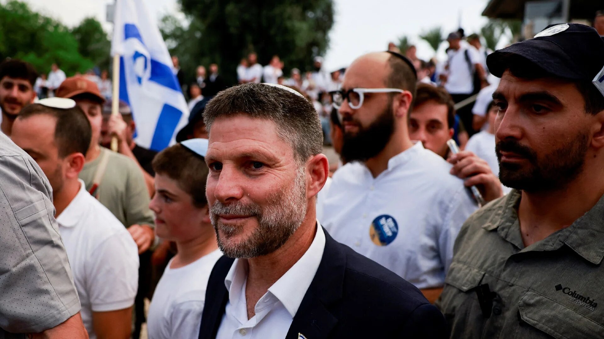 Israeli Finance Minister Bezalel Smotrich walks to visit the Damascus Gate in Jerusalem's Old City, as Israelis mark Jerusalem Day, 26 May 2025 (Reuters)
