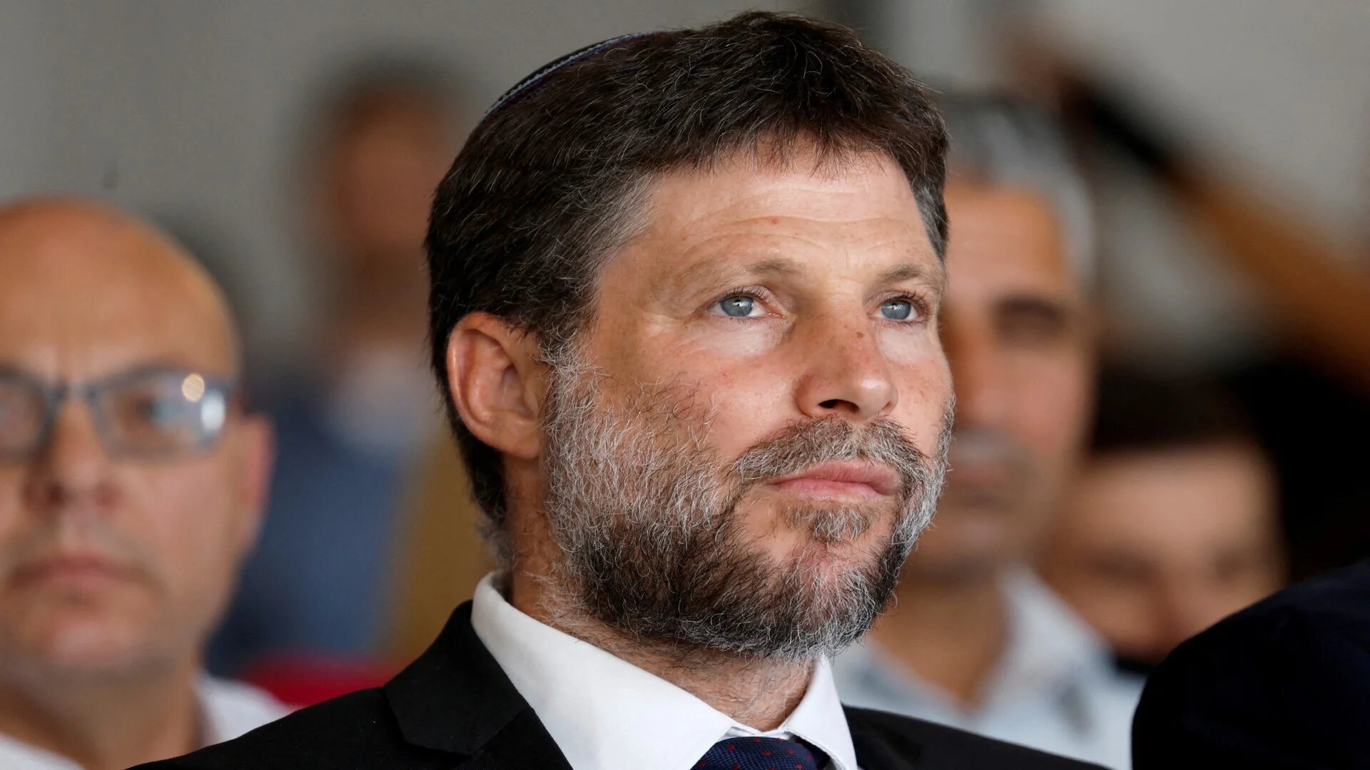 Israeli Finance Minister Bezalel Smotrich attends an inauguration event for Israel's new light rail line for the Tel Aviv metropolitan area, in Petah Tikva, Israel, 17 August 2023 (Reuters)
